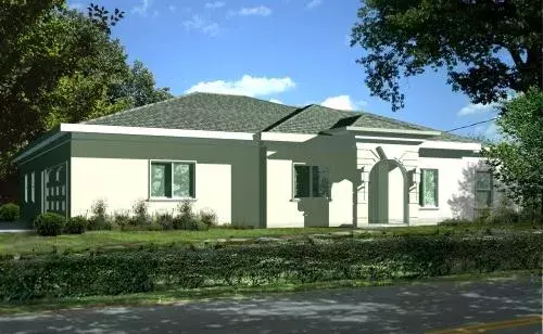 Sunbelt house plans 41-606 - front exterior, 1,887 sq ft, 4 bed, 2 bath house plans | Monster House Plans