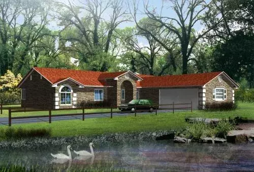 European house plans 41-610 - front exterior, 1,889 sq ft, 4 bed, 2 bath house plans | Monster House Plans
