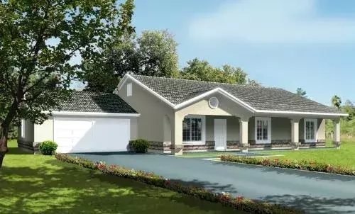 Southwest house plans 41-669 - front exterior, 1,977 sq ft, 3 bed, 2 bath house plans | Monster House Plans