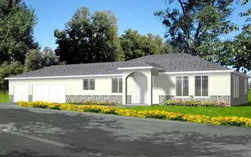 Southwest house plans 41-694 - front exterior, 2,026 sq ft, 3 bed, 2 bath house plans | Monster House Plans