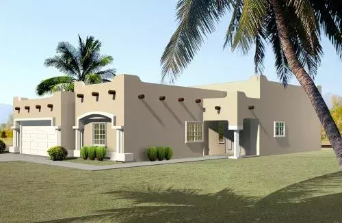 Santa Fe house plans 41-708 - front exterior, 2,053 sq ft, 4 bed, 3 bath house plans | Monster House Plans