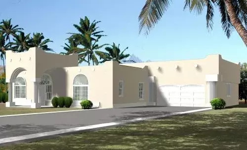 Santa Fe house plans 41-728 - front exterior, 2,079 sq ft, 4 bed, 3 bath house plans | Monster House Plans