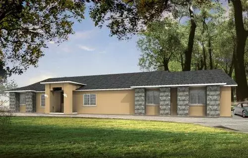 Southwest house plans 41-746 - front exterior, 2,095 sq ft, 4 bed, 2 bath house plans | Monster House Plans