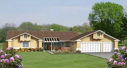 Southwest house plans 41-839 - front exterior, 2,337 sq ft, 3 bed, 2 bath house plans | Monster House Plans