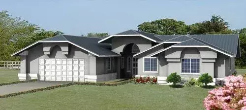 Southwest house plans 41-871 - front exterior, 2,401 sq ft, 4 bed, 2 bath house plans | Monster House Plans