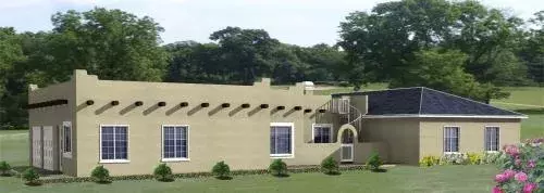 Santa Fe house plans 41-884 - front exterior, 2,448 sq ft, 3 bed, 2 bath house plans | Monster House Plans