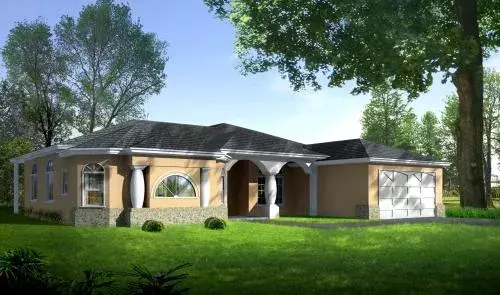 Mediterranean house plans 41-917 - front exterior, 2,523 sq ft, 4 bed, 3 bath house plans | Monster House Plans