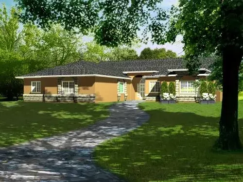Southwest house plans 41-979 - front exterior, 2,692 sq ft, 4 bed, 3 bath house plans | Monster House Plans
