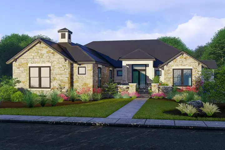 Ranch house plans 42-103 - front exterior, 3,381 sq ft, 3 bed, 4 bath house plans | Monster House Plans
