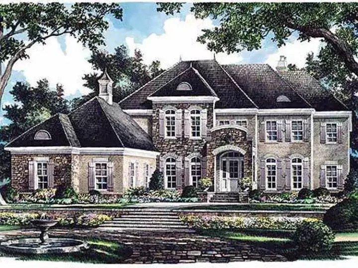 French Country house plans 42-121 - front exterior, 4,329 sq ft, 4 bed, 4 bath house plans | Monster House Plans