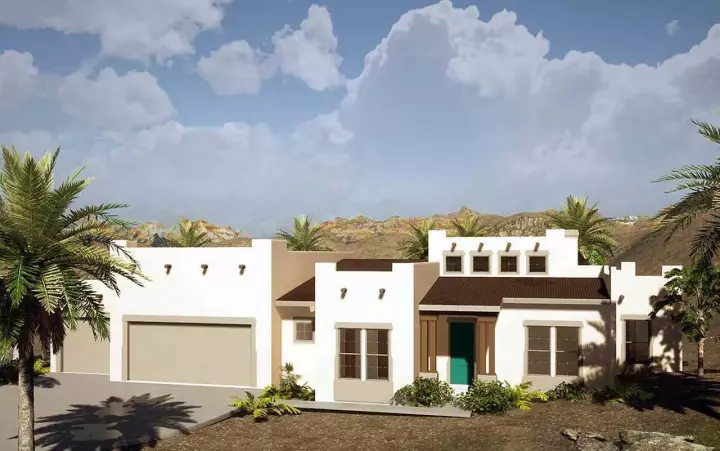 Santa Fe house plans 42-263 - front exterior, 2,713 sq ft, 4 bed, 3 bath house plans | Monster House Plans