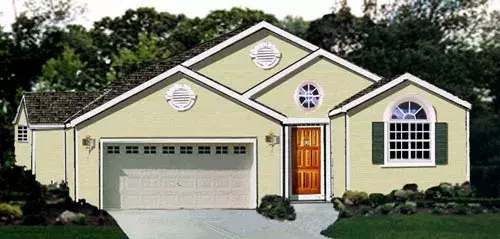Traditional house plans 43-129 - front exterior, 1,652 sq ft, 3 bed, 2 bath house plans | Monster House Plans