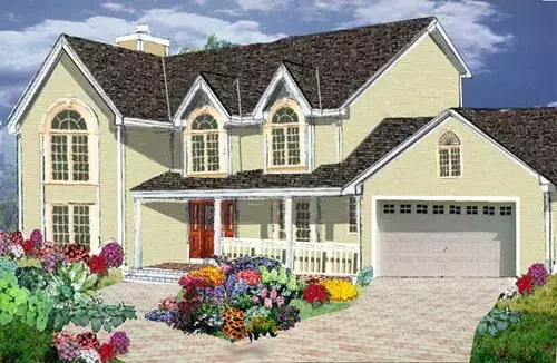 Country house plans 43-170 - front exterior, 2,170 sq ft, 4 bed, 2 bath house plans | Monster House Plans