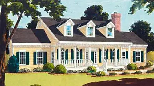 Country house plans 43-176 - front exterior, 2,219 sq ft, 4 bed, 2 bath house plans | Monster House Plans