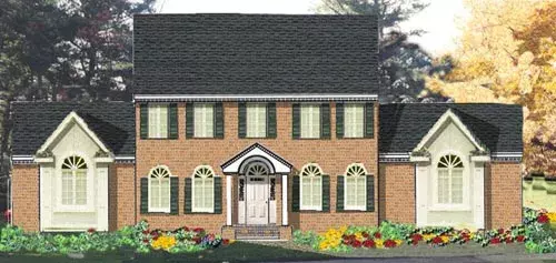 Colonial house plans 43-179 - front exterior, 2,256 sq ft, 4 bed, 2 bath house plans | Monster House Plans