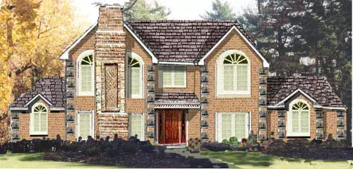 European house plans 43-195 - front exterior, 2,411 sq ft, 4 bed, 3 bath house plans | Monster House Plans