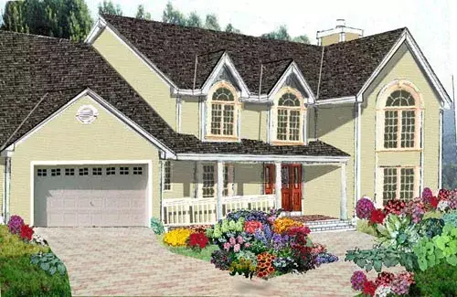 Traditional house plans 43-197 - front exterior, 2,416 sq ft, 5 bed, 2 bath house plans | Monster House Plans