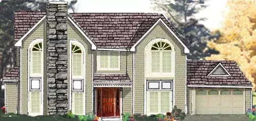 Traditional house plans 43-200 - front exterior, 2,443 sq ft, 5 bed, 3 bath house plans | Monster House Plans