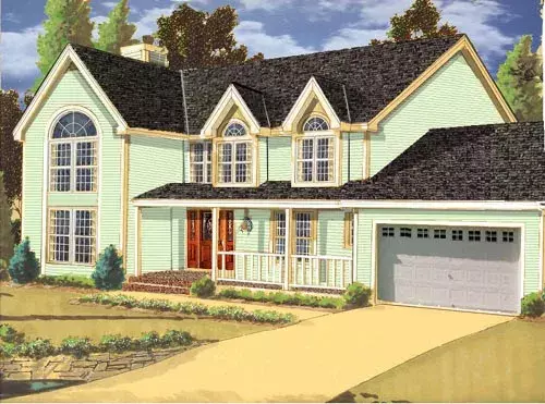 Traditional house plans 43-203 - front exterior, 2,455 sq ft, 5 bed, 2 bath house plans | Monster House Plans
