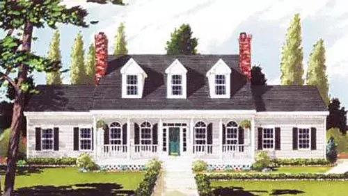 Country house plans 43-204 - front exterior, 2,473 sq ft, 5 bed, 2 bath house plans | Monster House Plans