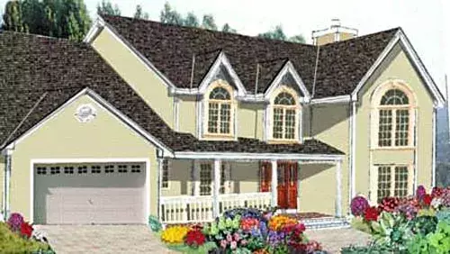 Traditional house plans 43-210 - front exterior, 2,585 sq ft, 5 bed, 2 bath house plans | Monster House Plans
