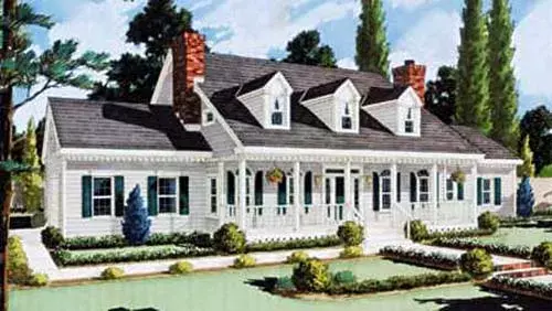 Country house plans 43-214 - front exterior, 2,705 sq ft, 5 bed, 3 bath house plans | Monster House Plans