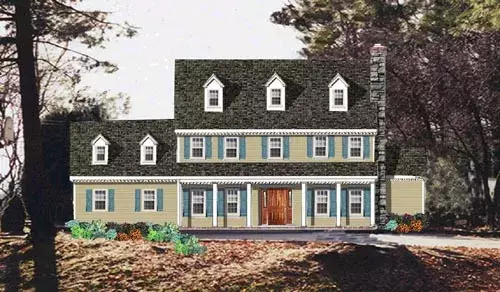 Colonial house plans 43-215 - front exterior, 2,717 sq ft, 4 bed, 2 bath house plans | Monster House Plans