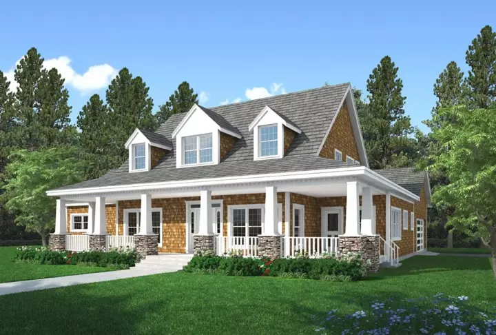 Modern Farmhouse house plans 43-223 - front exterior, 2,613 sq ft, 3 bed, 3 bath house plans | Monster House Plans