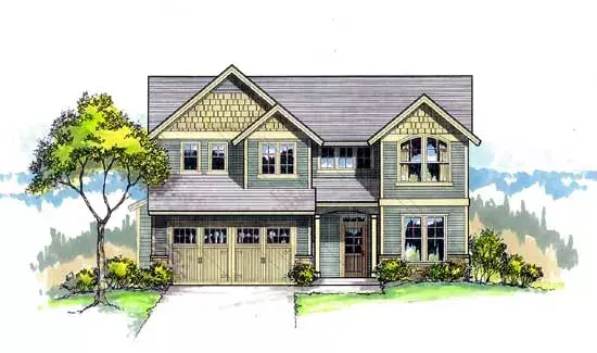 Craftsman house plans 44-460 - front exterior, 2,186 sq ft, 4 bed, 2 bath house plans | Monster House Plans