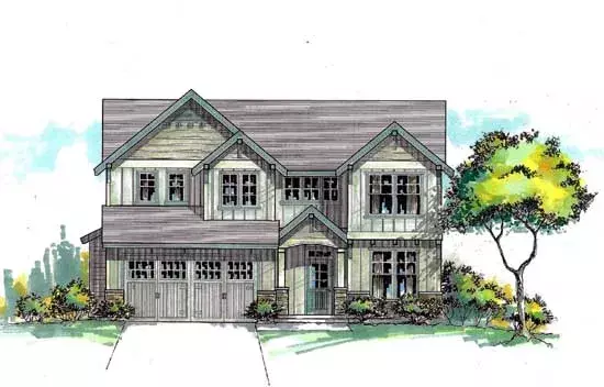 Craftsman house plans 44-462 - front exterior, 2,202 sq ft, 4 bed, 2 bath house plans | Monster House Plans