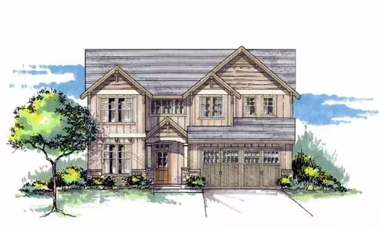 Craftsman house plans 44-463 - front exterior, 2,929 sq ft, 4 bed, 2 bath house plans | Monster House Plans