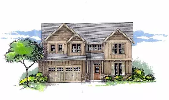 Craftsman house plans 44-465 - front exterior, 2,685 sq ft, 4 bed, 2 bath house plans | Monster House Plans