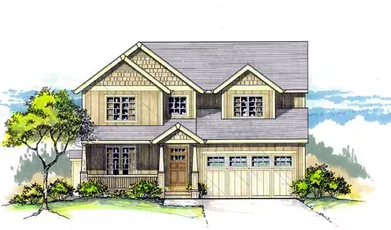 Craftsman house plans 44-472 - front exterior, 2,397 sq ft, 4 bed, 3 bath house plans | Monster House Plans