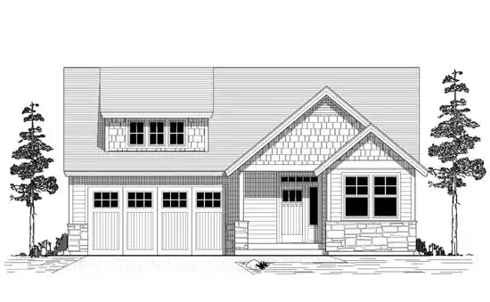 Bungalow house plans 44-481 - front exterior, 2,458 sq ft, 3 bed, 2 bath house plans | Monster House Plans