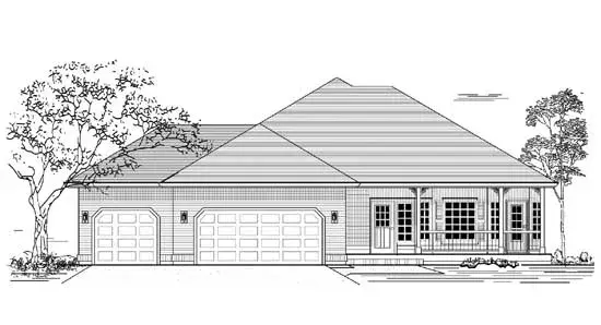 Ranch house plans 44-491 - front exterior, 1,747 sq ft, 3 bed, 2 bath house plans | Monster House Plans