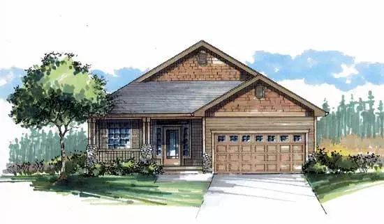 Craftsman house plans 44-492 - front exterior, 1,732 sq ft, 3 bed, 2 bath house plans | Monster House Plans
