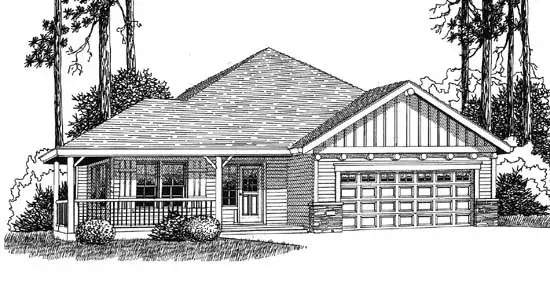 Ranch house plans 44-494 - front exterior, 1,705 sq ft, 3 bed, 2 bath house plans | Monster House Plans