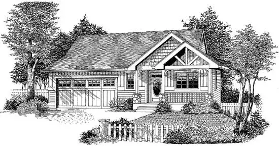 Craftsman house plans 44-507 - front exterior, 1,765 sq ft, 3 bed, 2 bath house plans | Monster House Plans