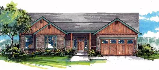 Craftsman house plans 44-510 - front exterior, 1,505 sq ft, 3 bed, 2 bath house plans | Monster House Plans
