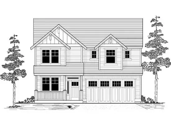 Craftsman house plans 44-541 - front exterior, 2,138 sq ft, 4 bed, 2 bath house plans | Monster House Plans