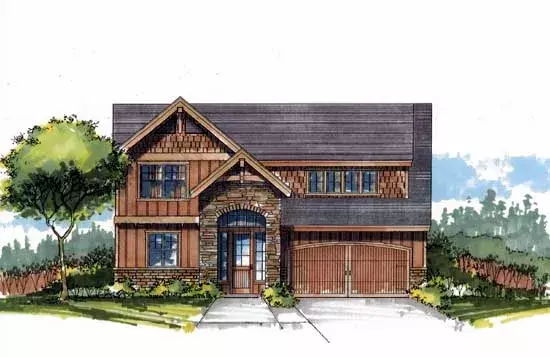 Craftsman house plans 44-542 - front exterior, 2,398 sq ft, 4 bed, 3 bath house plans | Monster House Plans