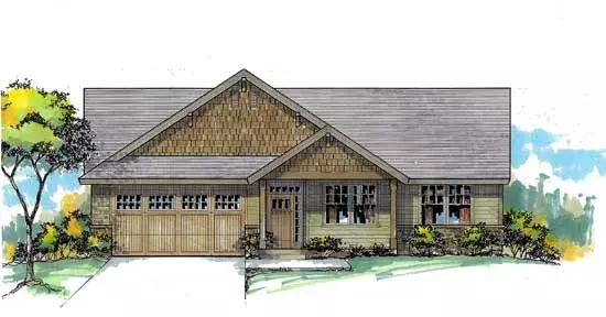 Craftsman house plans 44-553 - front exterior, 1,577 sq ft, 3 bed, 2 bath house plans | Monster House Plans