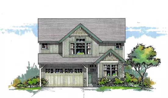 Craftsman house plans 44-554 - front exterior, 2,090 sq ft, 3 bed, 2 bath house plans | Monster House Plans