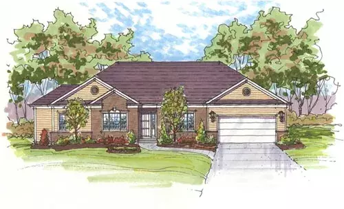 Ranch house plans 45-106 - front exterior, 1,980 sq ft, 3 bed, 2 bath house plans | Monster House Plans