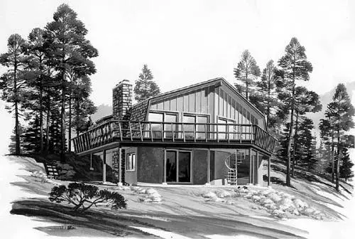 Contemporary house plans 46-122 - front exterior, 2,108 sq ft, 3 bed, 2 bath house plans | Monster House Plans