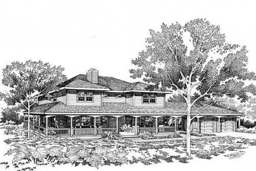 Country house plans 46-131 - front exterior, 2,228 sq ft, 4 bed, 2 bath house plans | Monster House Plans