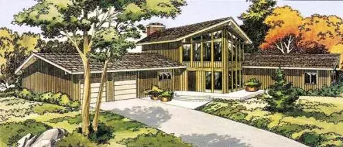 Contemporary house plans 46-133 - front exterior, 2,535 sq ft, 3 bed, 2 bath house plans | Monster House Plans