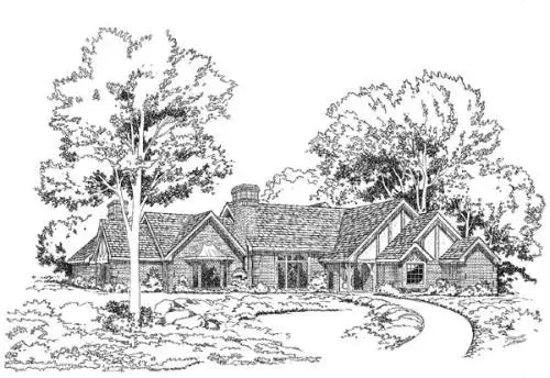 Tudor house plans 46-142 - front exterior, 2,864 sq ft, 4 bed, 3 bath house plans | Monster House Plans