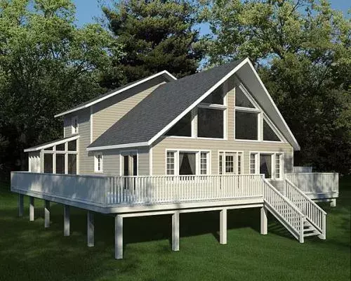 Mountain Rustic house plans 46-165 - front exterior, 2,044 sq ft, 3 bed, 2 bath house plans | Monster House Plans