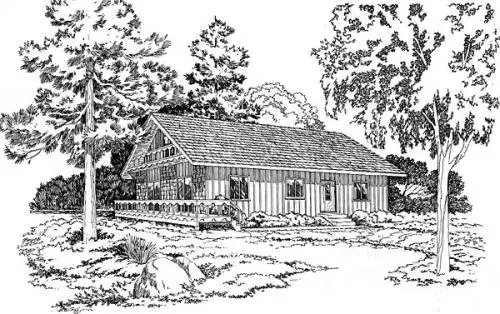 Mountain Rustic house plans 46-166 - front exterior, 1,171 sq ft, 3 bed, 2 bath house plans | Monster House Plans